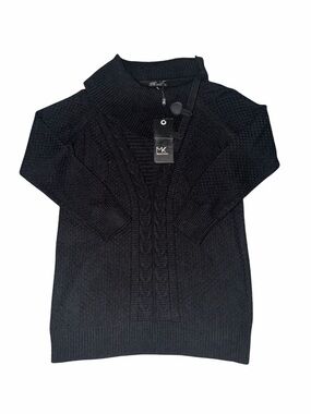 Metric Knits Black Cable Knit Turtleneck Sweater